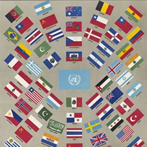 5 / 5 / 1953 - U. S. Propaganda Posters in 1950s Asia - Flags of the United Nations