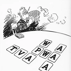 Alphabet agencies depicted in a cartoon parody of President Roosevelts New Deal