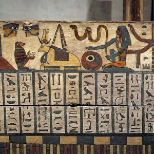 Detail of ancient Egyptian sarcophagus of Tachepenkhonsu, sistrum player of god Amon-Ra, XXVI Dynasty