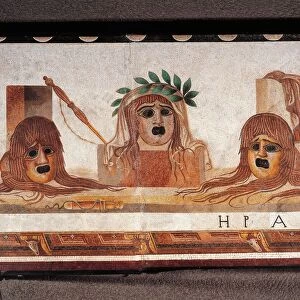 Asarotos oikos mosaic, depicting tragic theatre masks, Roman copy of Hellenistic original by Sosos of Pergamon, 2nd Century AD