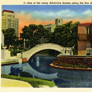 One of the Many Atractive Scenes along the San Antonio River, San Antonio, Texas
