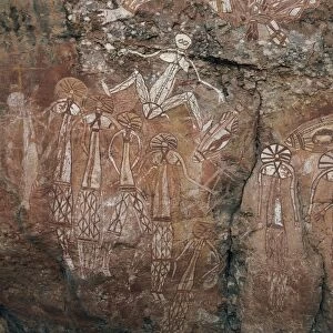 Australia, Northern Territory, Arnhem Land, Kakadu National Park, Nourlangie Rock, Aboriginal rock paintings