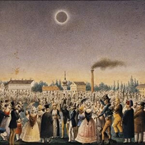 Austria, Vienna, painting of total eclipse of sun of July 8th, 1842