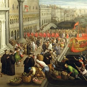 The banks of the Schiavoni in Venice, by Leandro Bassano, details