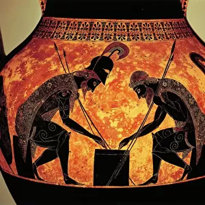 Black-figure pottery, Attic vase of Exekias depicting Achilles and Ajax playing dice, detail