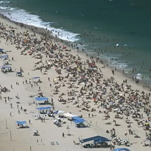 Brazil, Rio de Janeiro, Copacabana Beach, aerial view