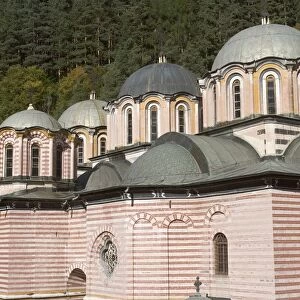 Bulgaria, Rila Monastery, domes of church of Nativity of Virgin