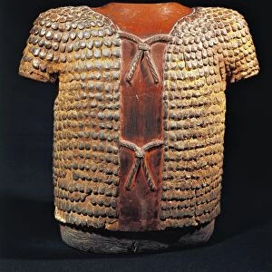 Bust of a warrior wearing a ceramic breastplate, Mexico