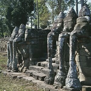 Cambodia, Angkor, Angkor Thom, founded by king Jayavarman VII (1181-1220), Temple of Angkor Vat, Terrace of Elephants