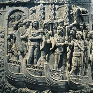 Cast of Trajans Column, Detail of embarking of Legions to Dacian War
