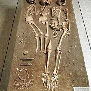 From Caves of Balzi Rossi, Barma Grande Cave, Triple burial of Cro-Magnon type skeleton
