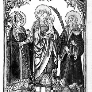 Conrad, Mary and St. Pelagius, including the coat of arms of Bishop Hugh of High Landsberg