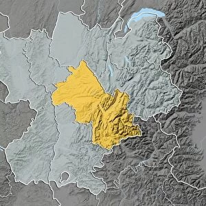 Departement of Haute-Savoie, France, Relief Map
