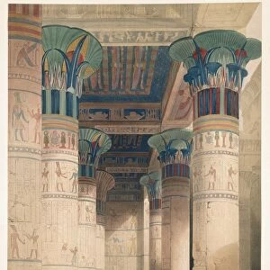 Egypt, interior of the Grand Portico of the Temple of Philae, engraving based on a drawing by David Roberts from Egypt and Nubia, 1846-1850