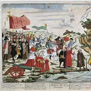 France, French Revolution, Caricature of emigrants crossing the Rhine