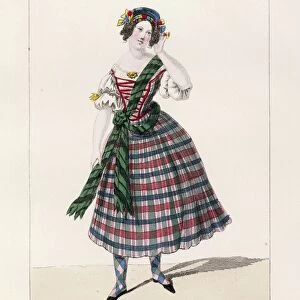 France, Paris, Costume sketch for Alice in opera Lucia di Lammermoor, performed by M. lle Amigo at Paris 1837