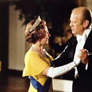 Gerald Ford (1913-2006) 38th President of the United States 1974-1977, dancing with