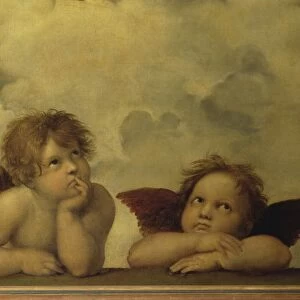 Germany, Dresden, The Sistine Madonna, detail, The puttos, 1513, oil on canvas
