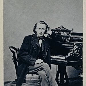 Germany, portrait of German composer, pianist and conductor, Johannes Brahm at piano