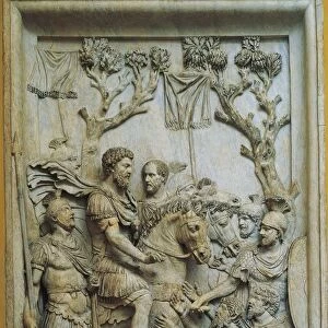Five Good Emperors, Relief representing the Emperor Marcus Aurelius (Marcus Annius Verus, 121 - 180 A. D. ) pardons the defeated enemies, imperial age