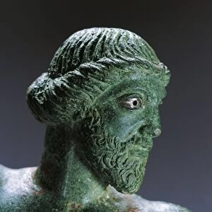 Greek civilization, Head of bronze statue of Zeus Naios holding a lightning bolt, From Apollonia, Illyria