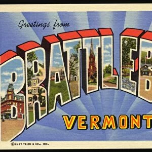 Greeting Card from Brattleboro, Vermont. ca. 1945, Brattleboro, Vermont, USA, Greeting Card from Brattleboro, Vermont