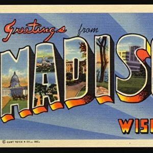 Greeting Card from Madison, Wisconsin. ca. 1945, Madison, Wisconsin, USA, Greeting Card from Madison, Wisconsin