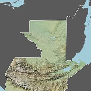 Guatemala, Relief Map With Border and Mask
