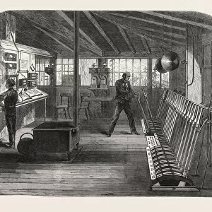 Interior of the A. B. Signal-Box of the South Eastern Railway at the London Bridge Station