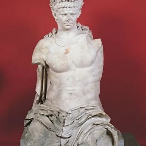 Italy, Lazio, Cerveteri, Seated statue representing the Emperor Claudius (Tiberius Claudius Drusus, 10 B. C. -54 A. D. ), Julio-Claudian dynasty, imperial age