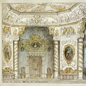 Italy, Venice, Set design for the performance Cinderella, or Goodness Triumphant by Gioacchino Rossini, at the Teatro La Fenice, Venice
