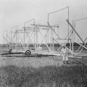 Karl Guthe Jansky (1905-50) American radio astronomer, at Holmdel, New Jersey, with