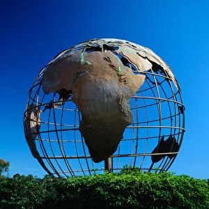 Large Earth sculpture in iron, Orange County, California