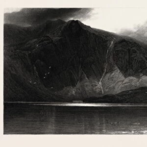 Llyn Idwal, Snowdonia, Wales, UK, Great Britain, United Kingdom, 19th century engraving