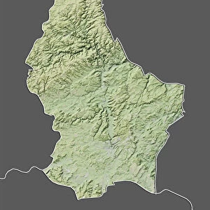 Luxembourg, Relief Map With Border and Mask