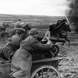 A machine-gun carriage supporting a red army cavalry charge, may 1944