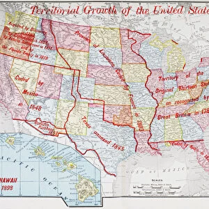 Map from 1898 showing the territorial growth of the United States of America