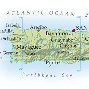 Map of Puerto Rico, close-up