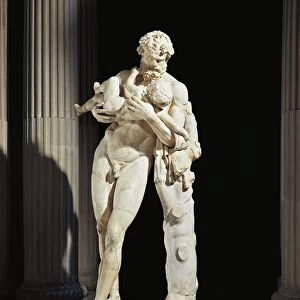 Marble group representing faun Silenus holding infant Dionysus in his arms, from Rome, Sallustian Gardens