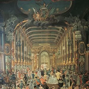Masked Ball in the Hall of the Hoftheater in Bonn, detail, by Johann Franz Rousseau, 1755