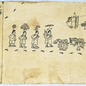 Mexico, Illustration depicting Aztec migration from Codex Boturini, manuscript