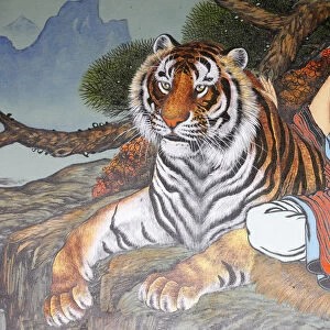 Monk and tiger painting