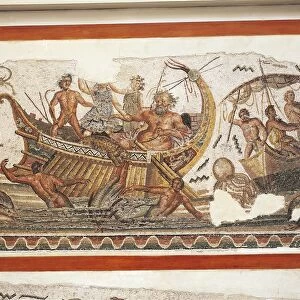 Mosaic depicting Dionysus and the old Silenus fighting against pirates in the Mediterranean Sea, from Thugga, Dougga, Tunisia, detail