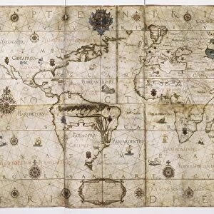 Nautical planisphere by Andreas Homen, printed in Portugal, 1559