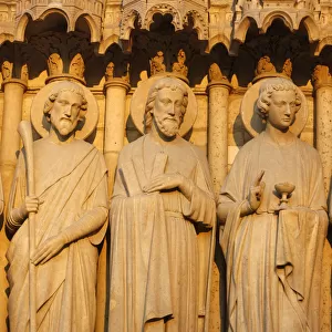 Notre Dame of Paris cathedral sculptures on the Last Judgment door