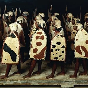 Painted wooden statues of Egyptian soldiers from Assiut