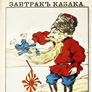A popular russian print called breakfast of a cossack, russo-japanese war 1904