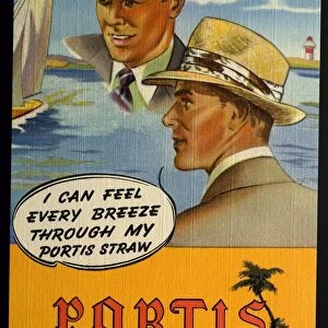 Portis Straw Hats. ca. 1949, PORTIS. Straws or Panamas... They re comfortable to wear... Easy on the head and pocketbook... and smartly good looking... Picks you up Get your while stocks are large... Your PORTIS HATTER