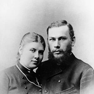 Portrait of leo tolstoy with his wife, sofia andreyevna tolstoya in 1888