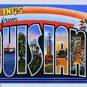 Postcard of Greetings from Louisiana. Postcard of Greetings from Louisiana